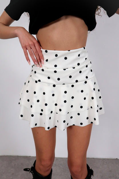 Panta gonna Pois - Bianco