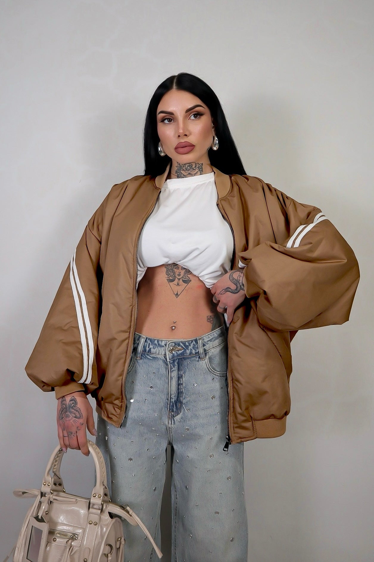 Bomber Oversize Sporty - Marrone