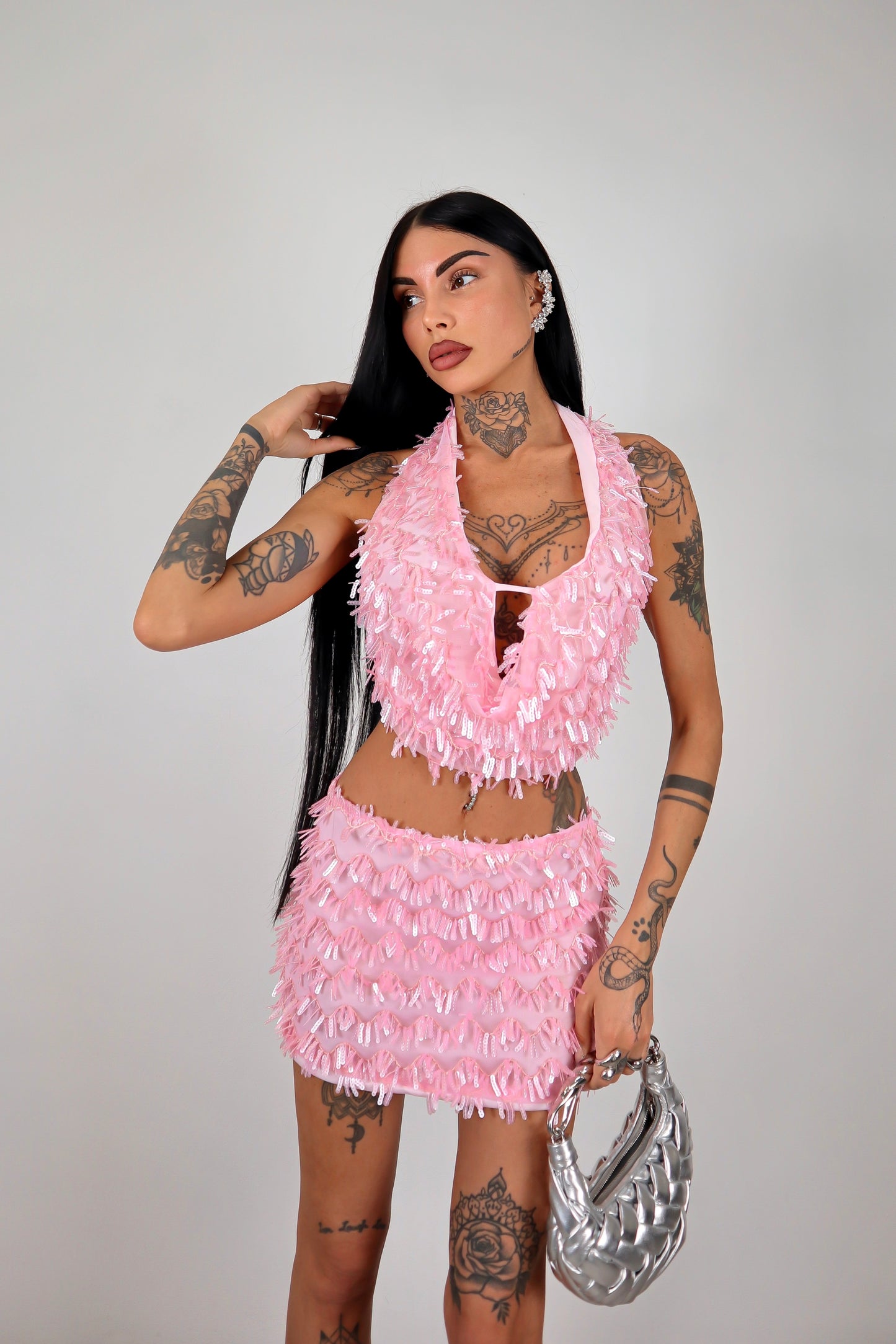 Completo paillettes Alysia - Rosa