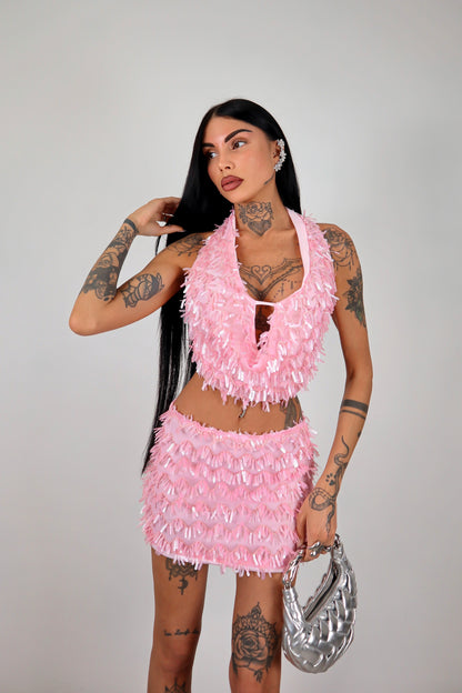Completo paillettes Alysia - Rosa