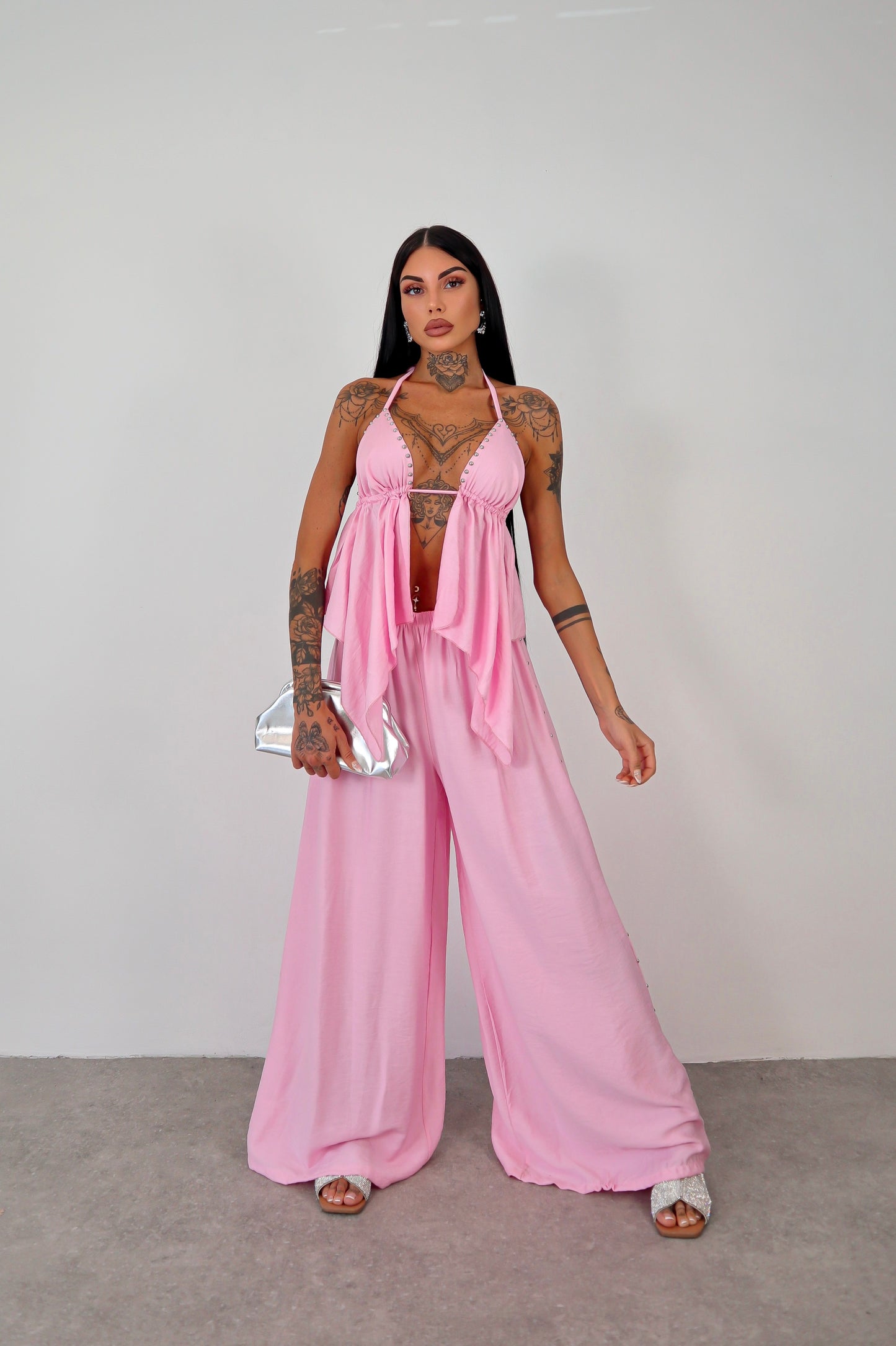 Completo borchie Joy - Rosa