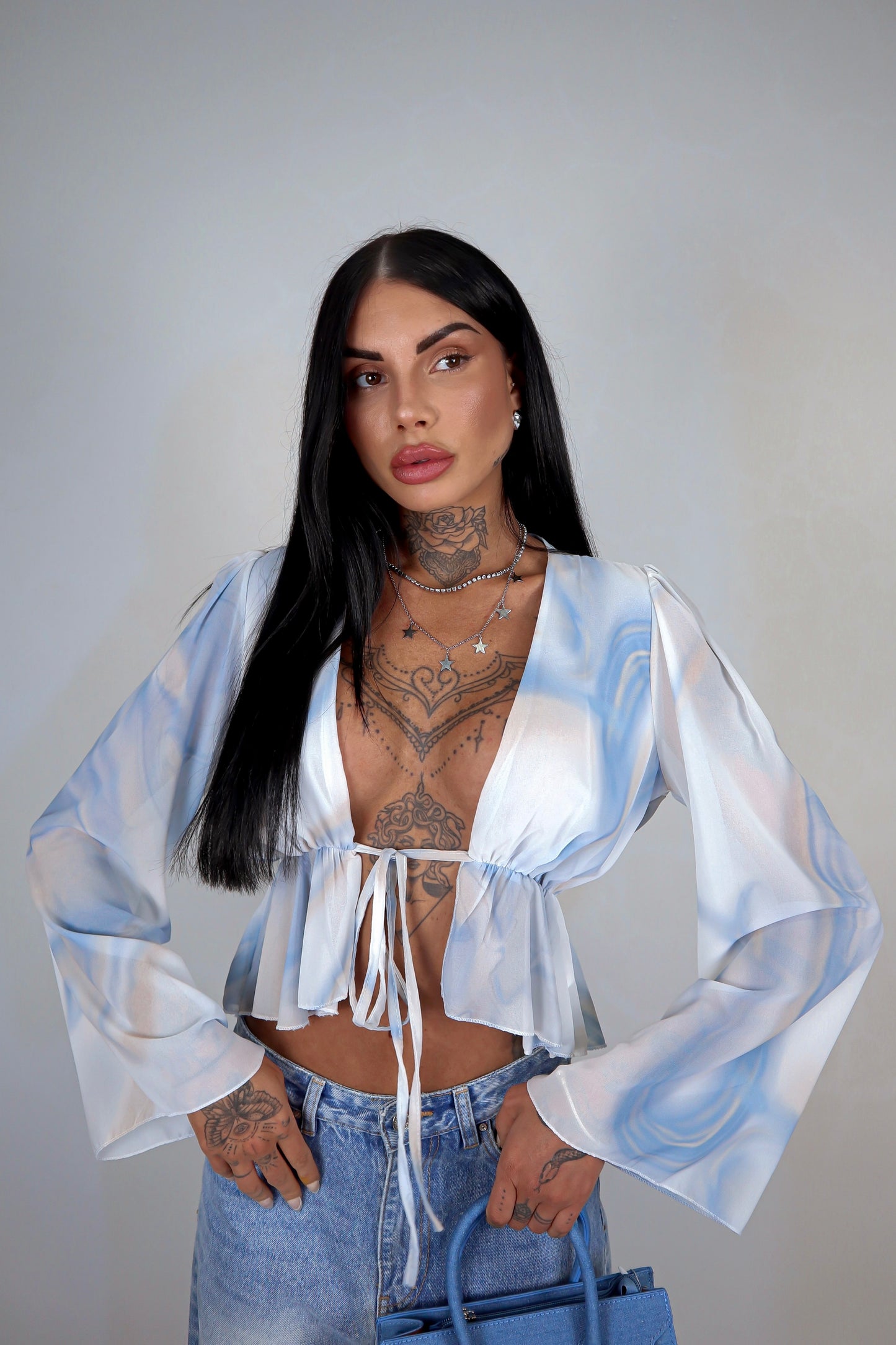 Blusa Antartide - Bianco&Celeste