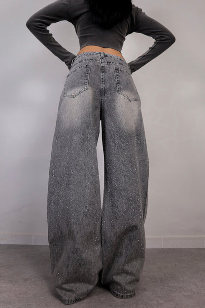 Jeans wide leg Brillo - Nero