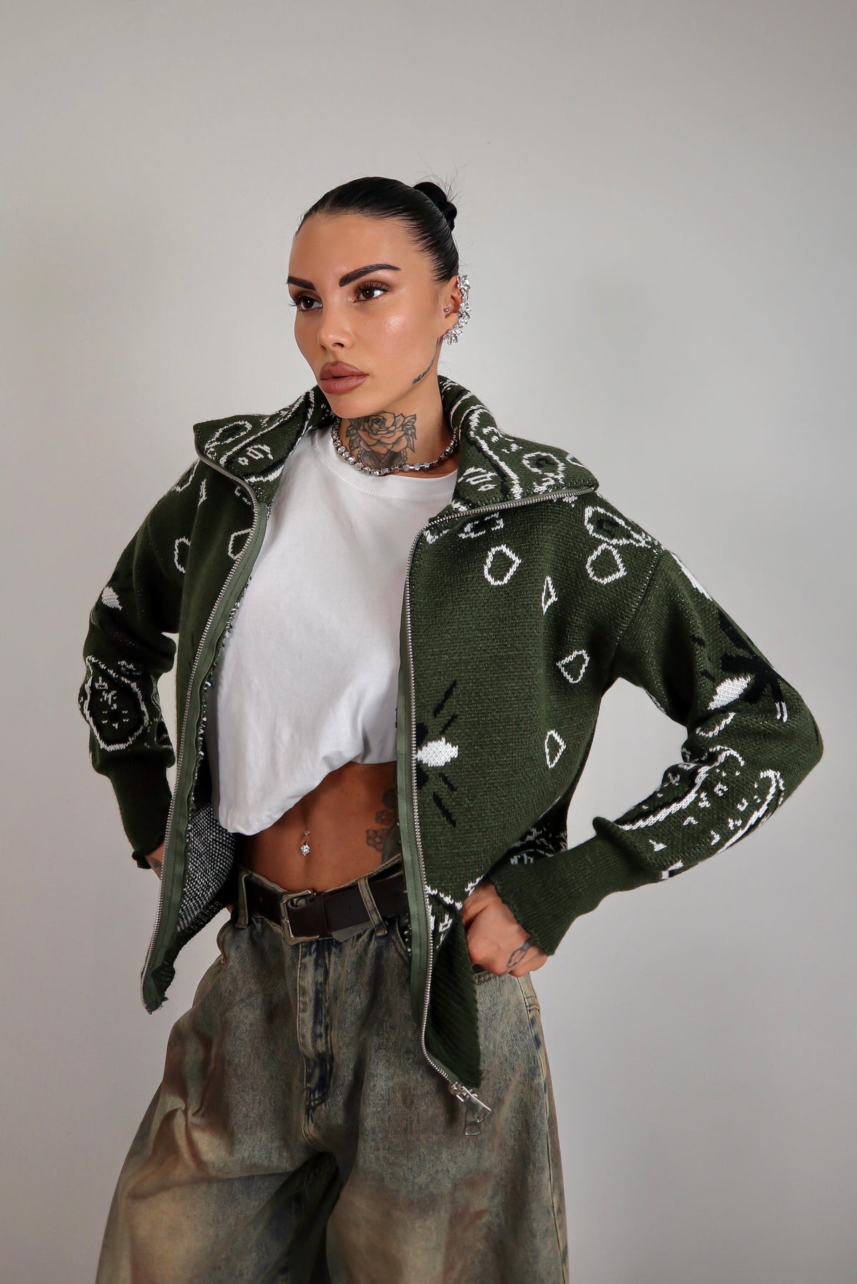 Cardigan Bandana - Verde militare