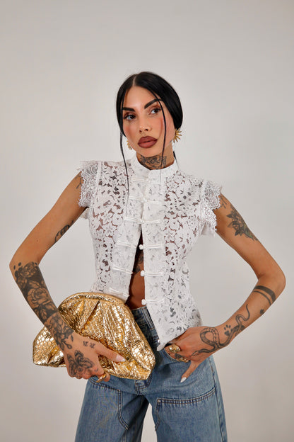 Camicia pizzo Japan - Bianco