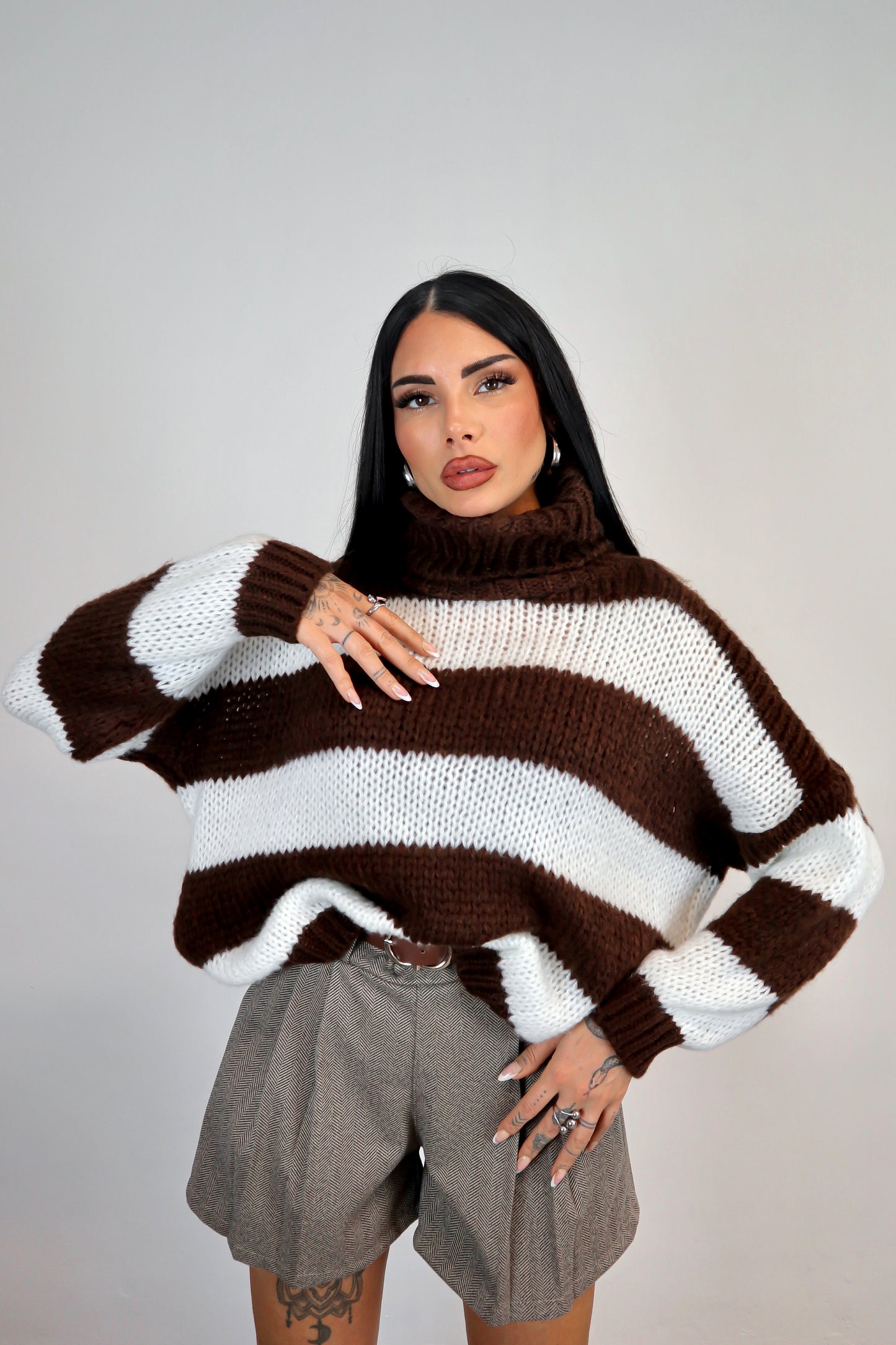 Maglione Nadine - Marrone/Bianco