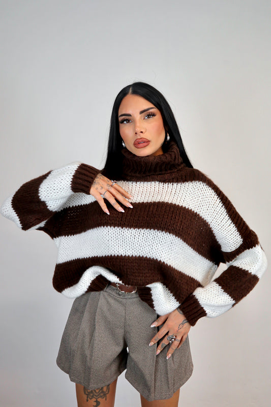 Maglione Nadine - Marrone/Bianco