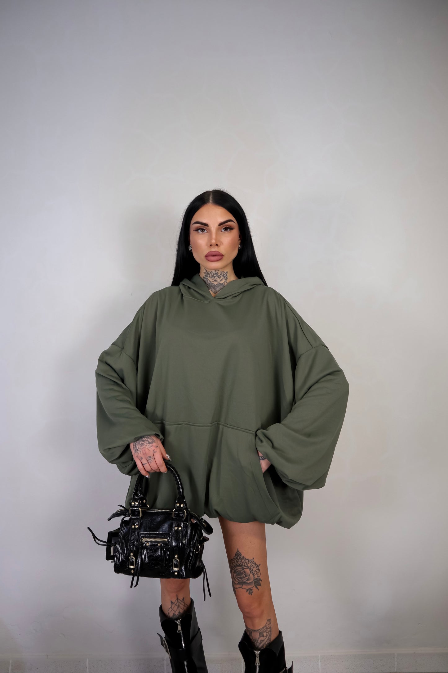 Abito Felpa Overall - Verde Militare