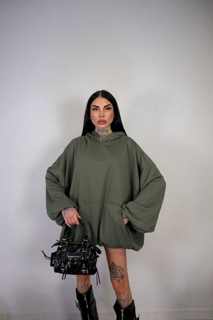 Abito Felpa Overall - Verde Militare