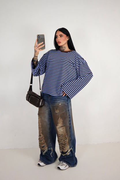 Maglia Lines - Azzurro/Marrone