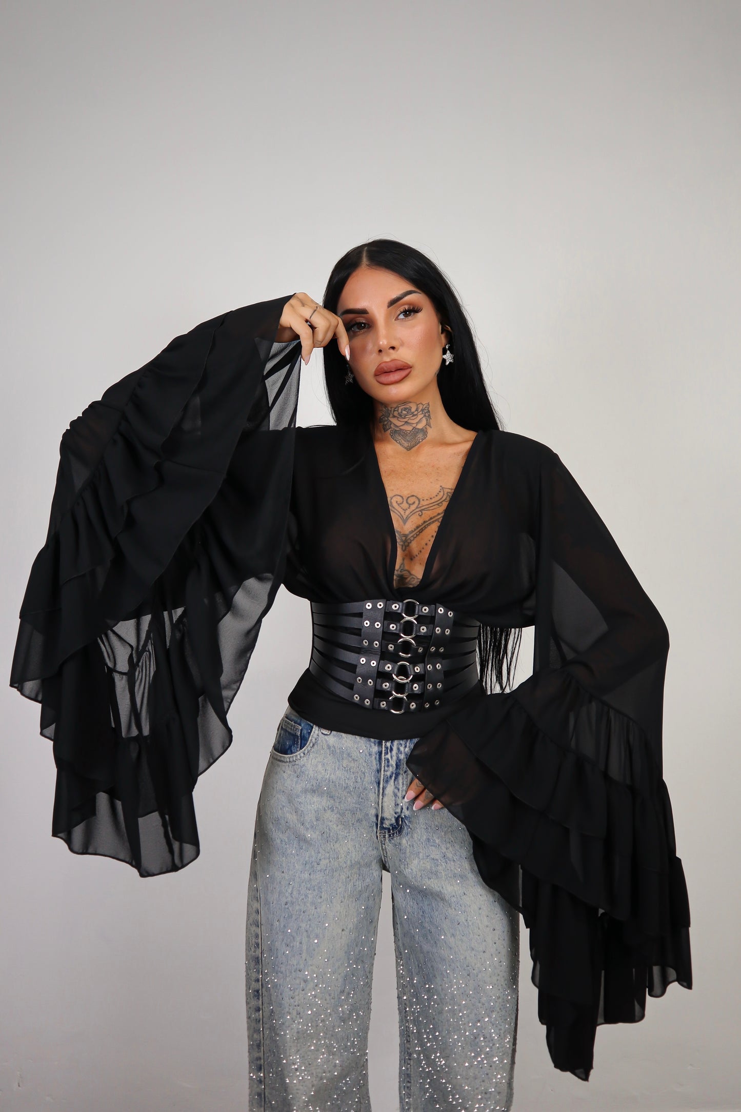 Blusa Morticia - Nero