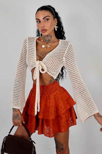 Cardigan traforato - Burro