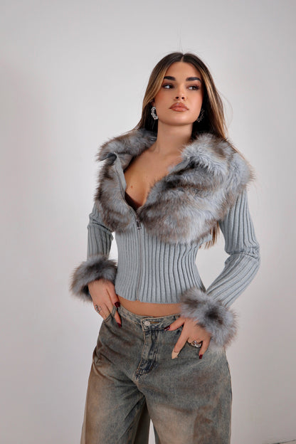 Giacca Pelliccia Malvina - Grigio