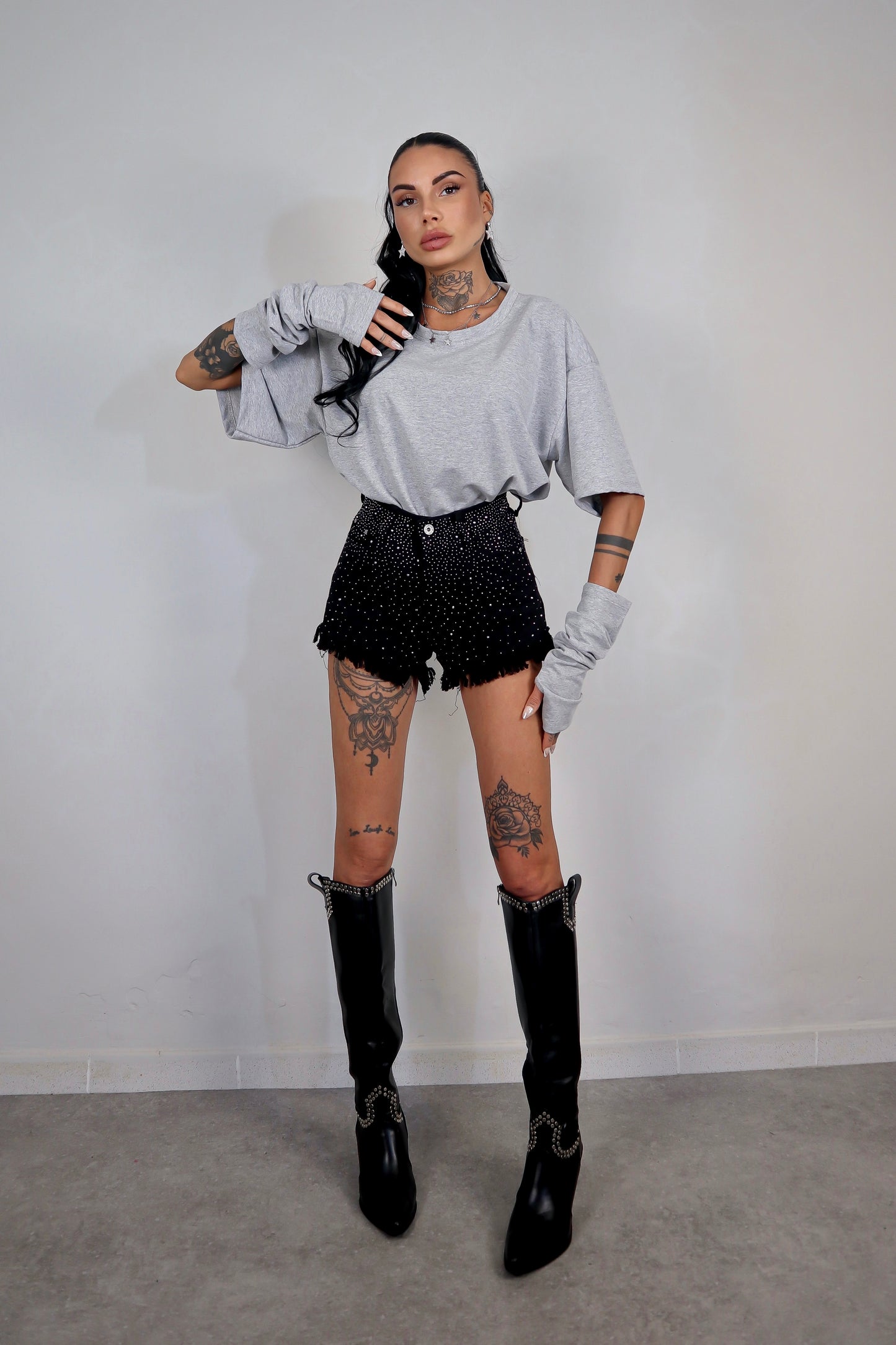 T-Shirt Manicotti - Grigio