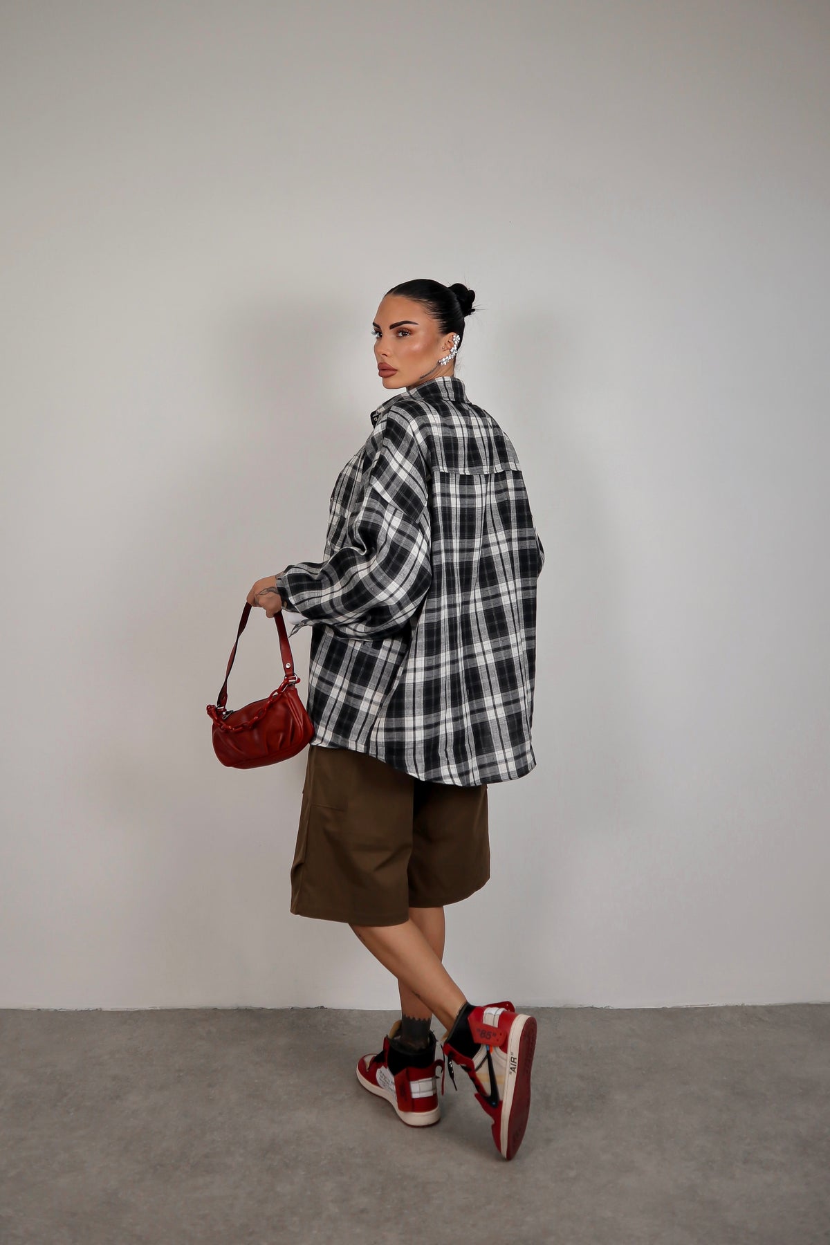 Camicia Over Quadretti - Nero