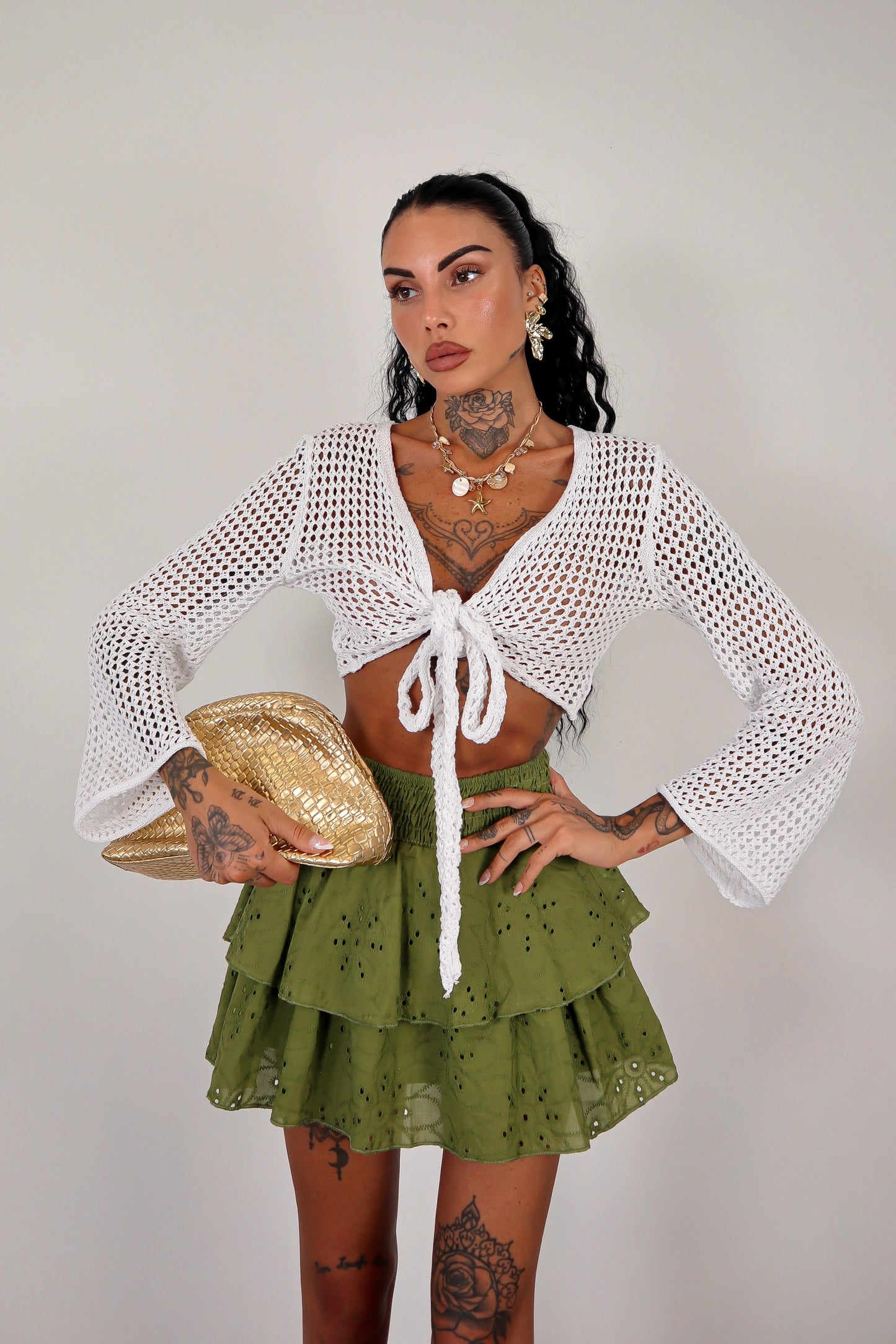 Cardigan traforato - Bianco