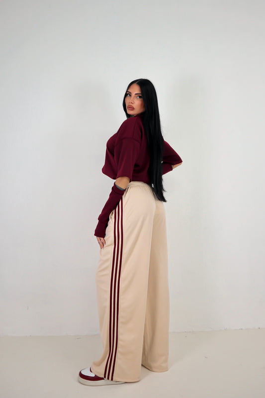 Pantalone Adi - Beige/Bordeaux