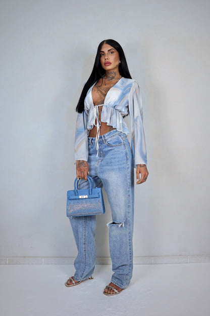 Blusa Antartide - Bianco&Celeste