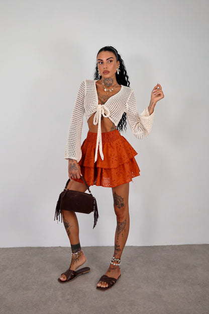 Cardigan traforato - Burro