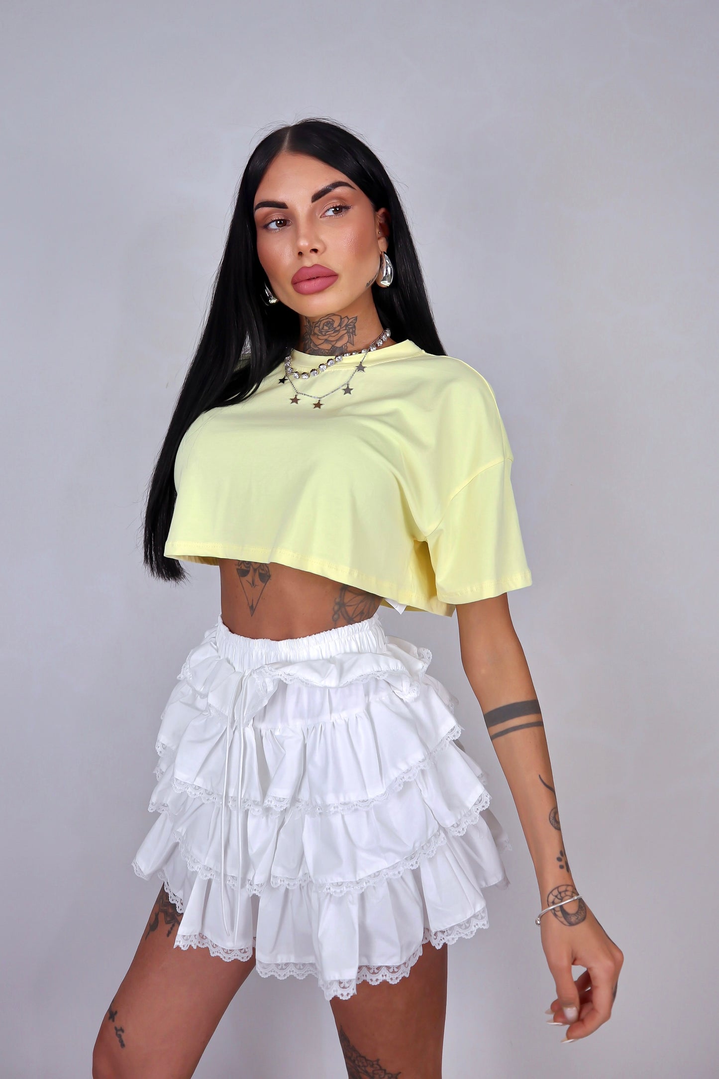 T-Shirt Over Crop - Giallo