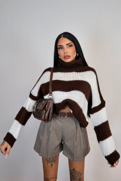 Maglione Nadine - Marrone/Bianco