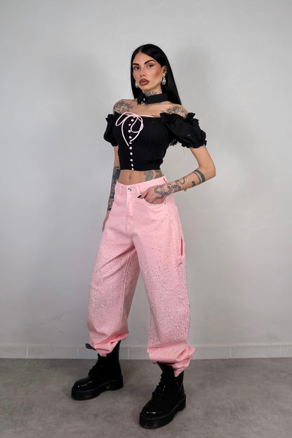 Crop Top Bambolina - Nero