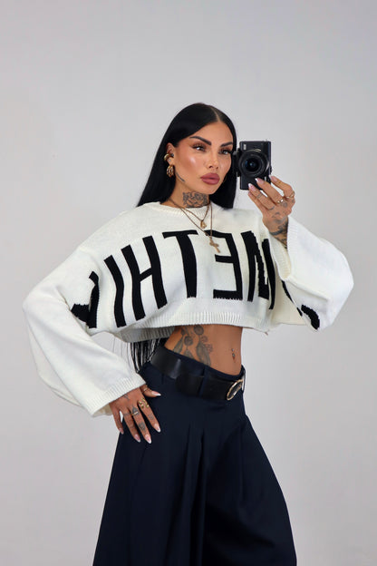 Maglia crop Something - Bianco