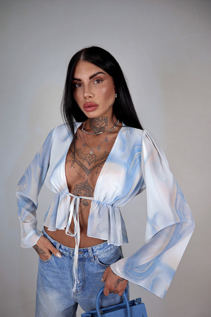 Blusa Antartide - Bianco&Celeste