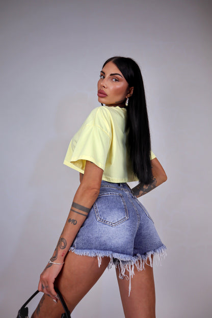 T-Shirt Over Crop - Giallo