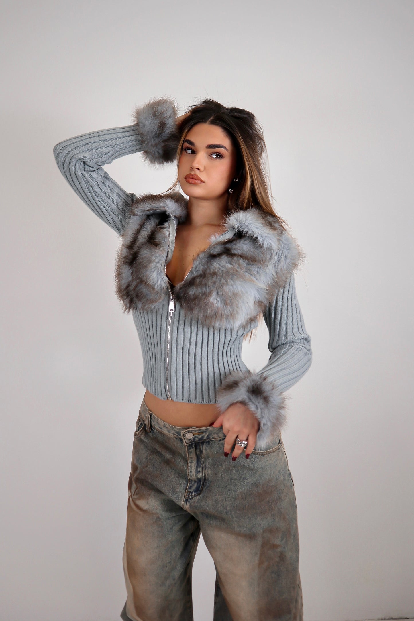 Giacca Pelliccia Malvina - Grigio