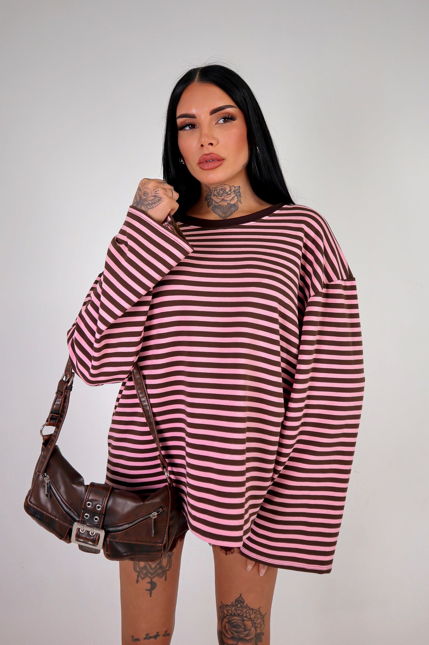 Maglia Lines - Marrone/Rosa