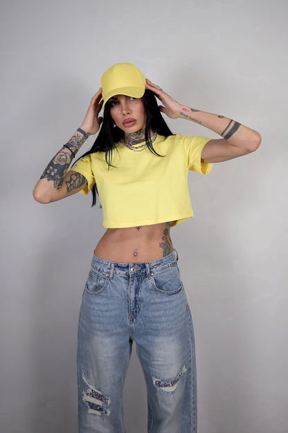 T-shirt Basic Crop - Giallo