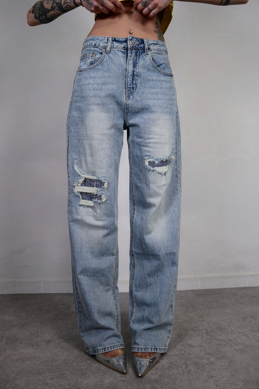 Jeans Ripped Strass