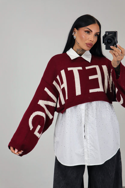 Maglia crop Something - Bordeaux