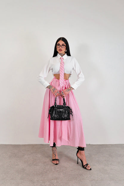Gonna lunga Quadretti - Rosa