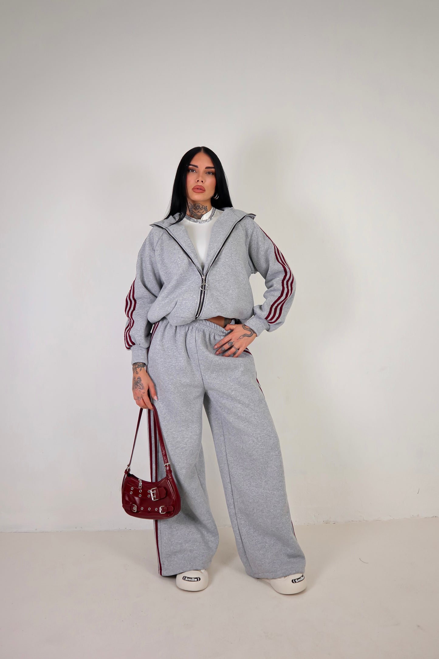 Completo Tuta Adi - Grigio/Bordeaux