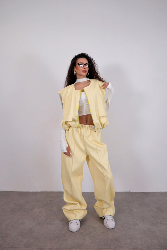 Completo ecopelle Holly - Giallo pastello