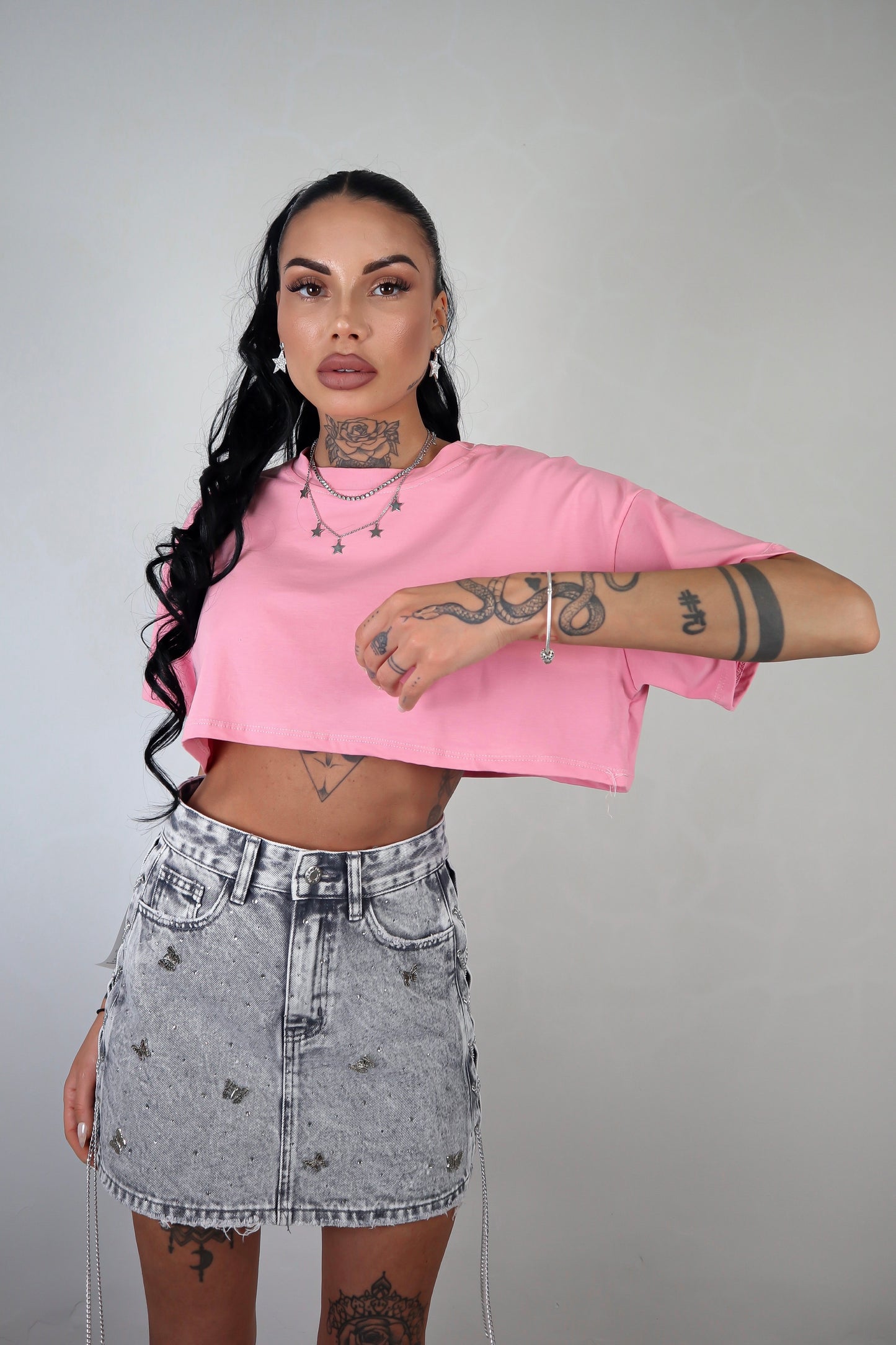 Gonna Denim Strass Jade