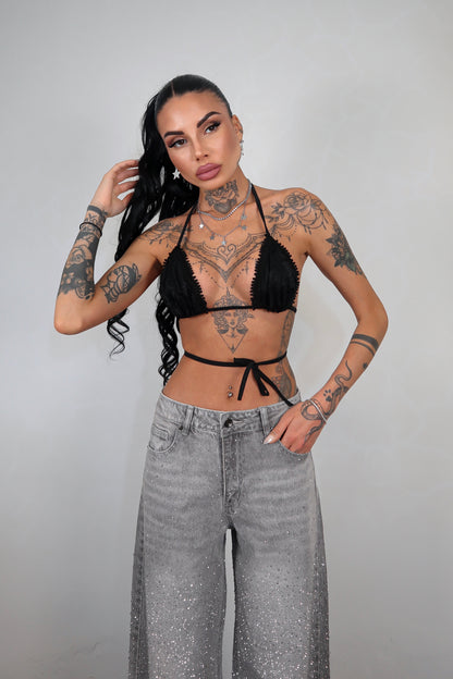 Jeans wide leg Brillo - Grigio