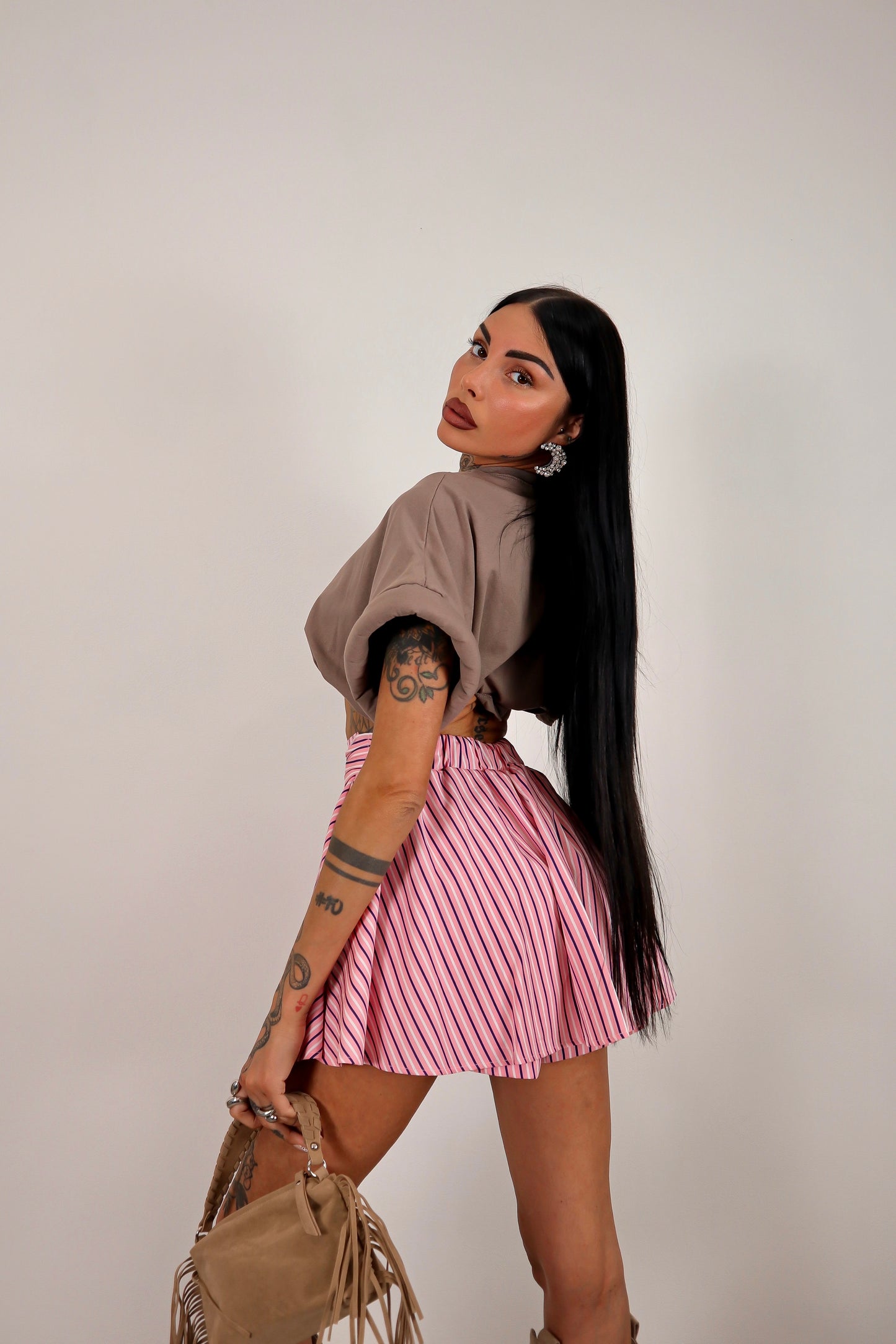 Panta gonna righe Cassidy - Rosa