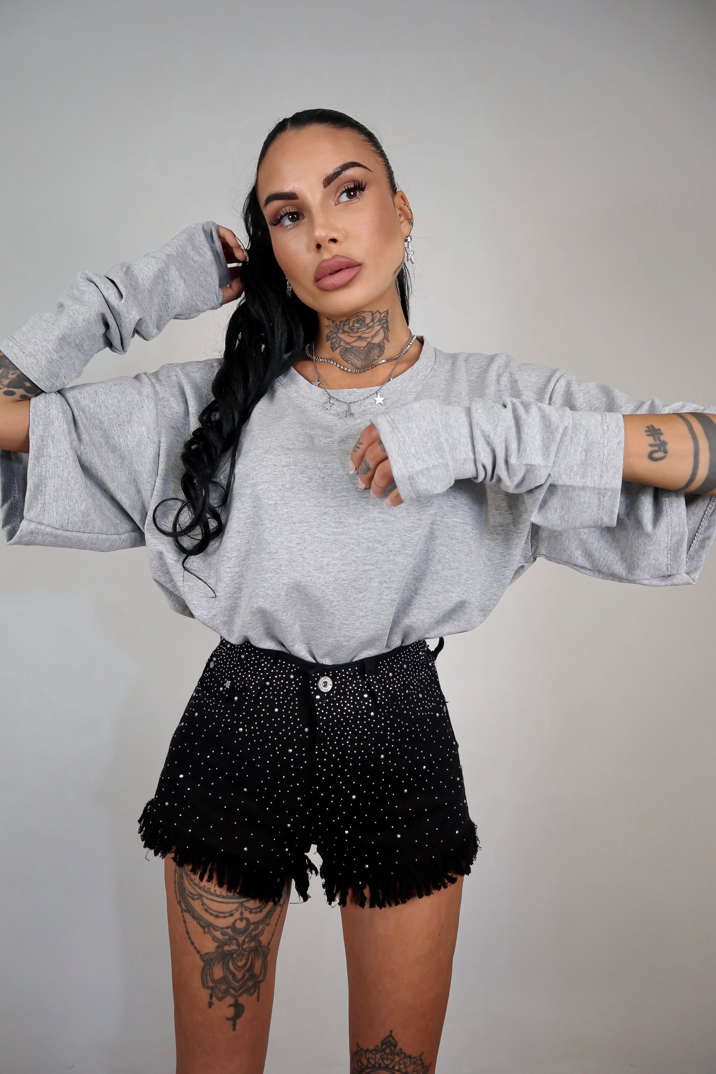 T-Shirt Manicotti - Grigio