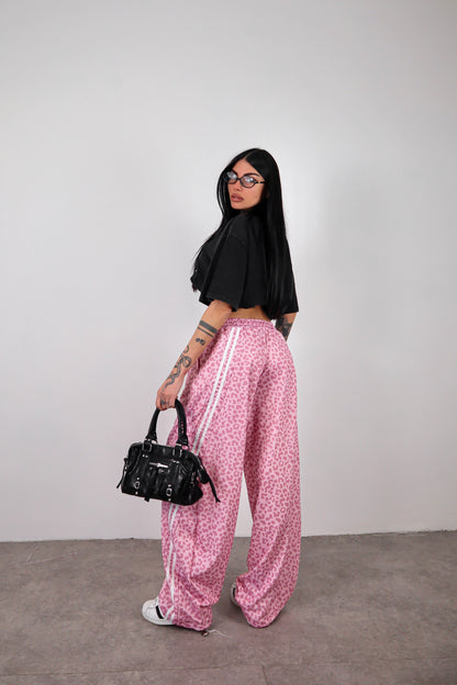 Pantalone Tuta Stripes Balloon - Leopardato Rosa