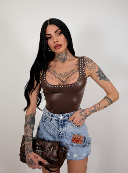 Body ecopelle Anais - Marrone