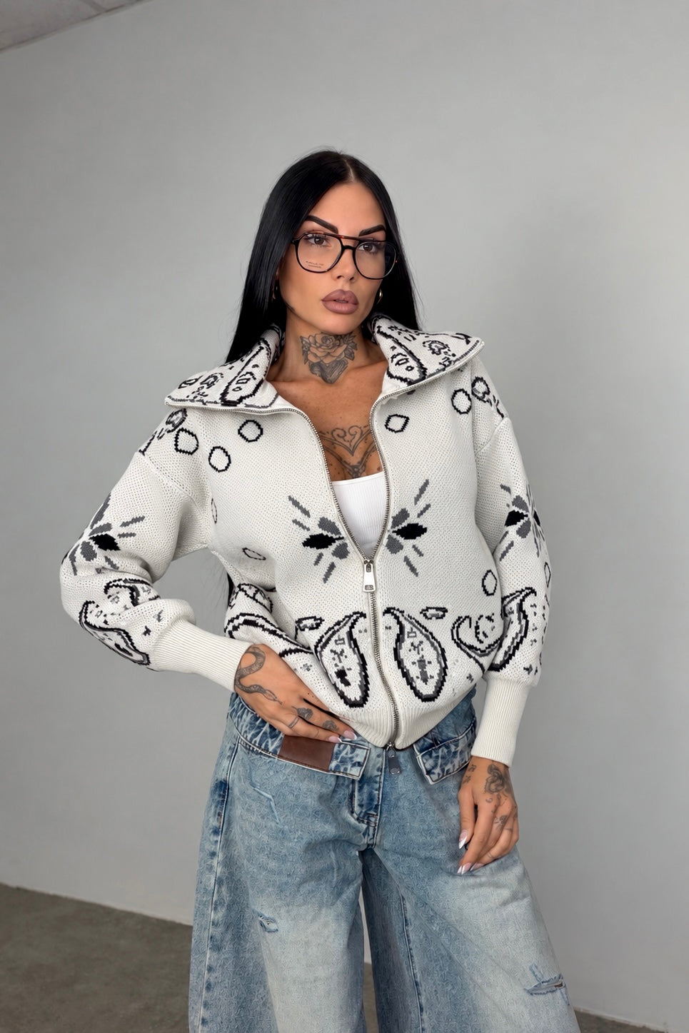 Cardigan Bandana - Bianco