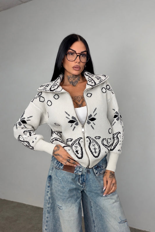 Cardigan Bandana - Bianco