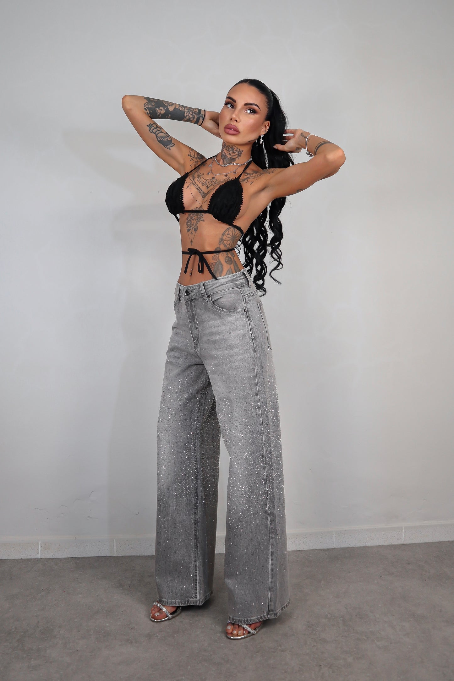Jeans wide leg Brillo - Grigio