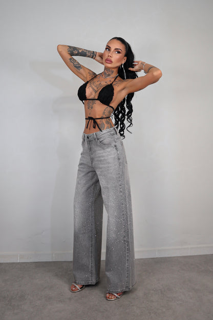 Jeans wide leg Brillo - Grigio