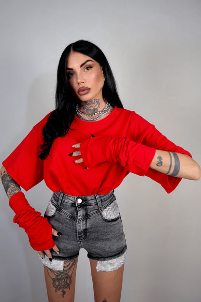 T-Shirt Manicotti - Rosso