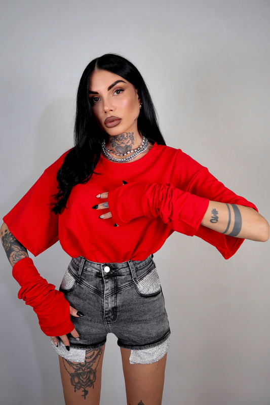 T-Shirt Manicotti - Rosso