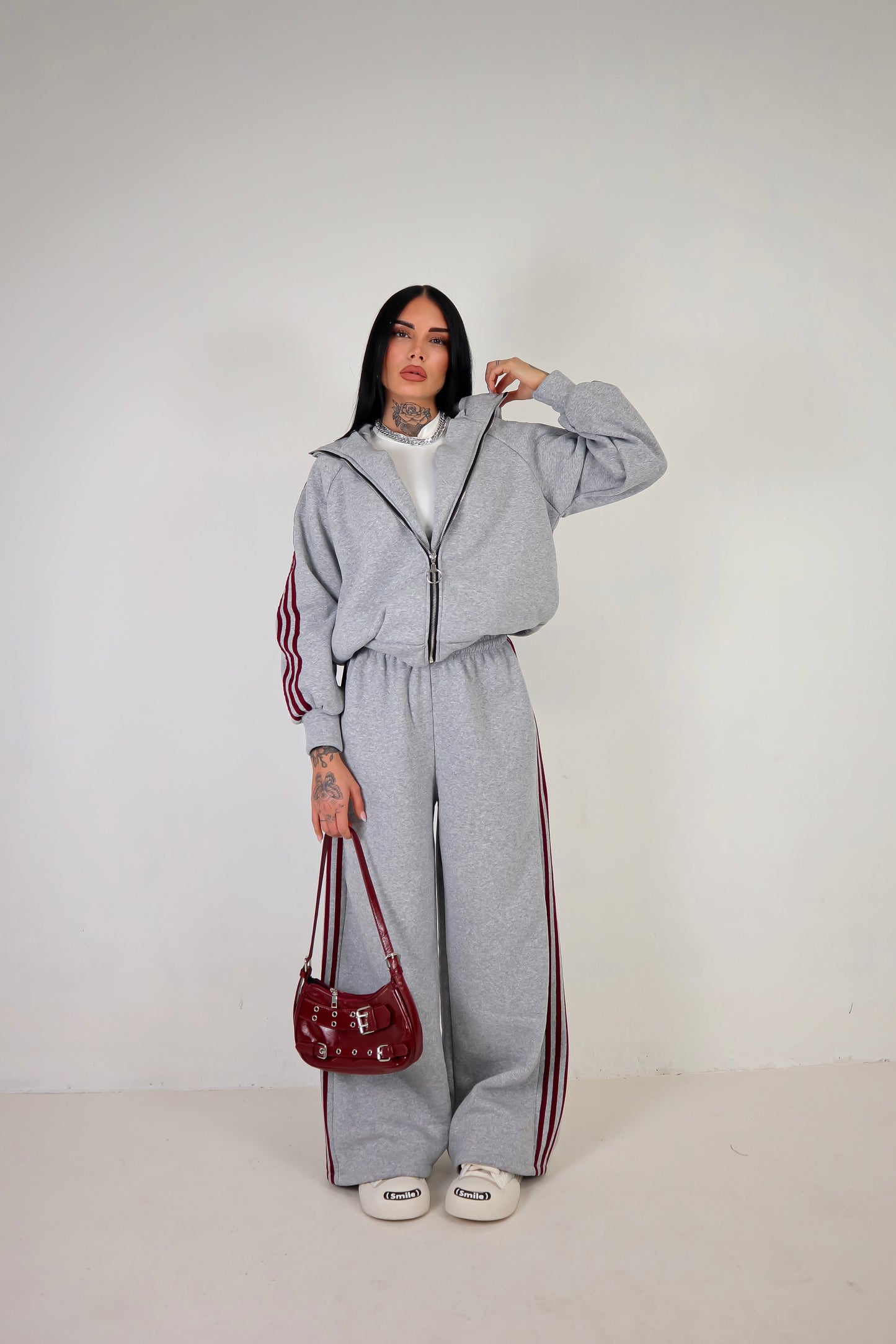 Completo Tuta Adi - Grigio/Bordeaux